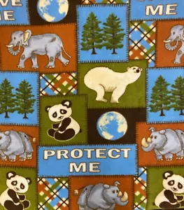 TREES ELEPHANT RHINO POLAR BEAR FLEECE FABRIC BTY - Picture 1 of 2