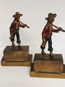 Antique Bronze Huck Finn Pair  Bookends Armor Bronze Company, Taunton, MA( READ) - Picture 1 of 23
