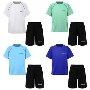Kids Boys Football Basketball Sport Outfits Quick-Drying Shirts and Shorts Set - Picture 1 of 51