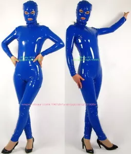 Azul Brillante PVC Mujeres Hombres Monos Body Gato Disfraz Ojos Abiertos/Boca F776 - Imagen 1 de 7