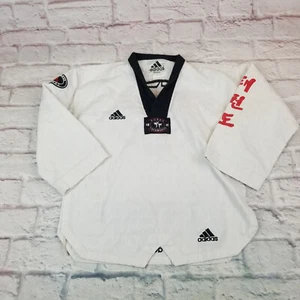 Adidas World TKD Federation Dobok Uniform Shirt Aeroready BlackBelt Size 00 130c - Picture 1 of 9