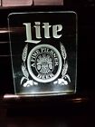 Vtg '80s Miller Lite "A Fine Pilsner" Beer Electric Lighted Acrylic Plaque 