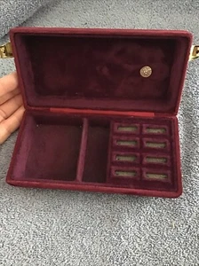 Vtg Travel Jewelry Box Case Velvet GES GESCH GERMANY Fancy LUXURY Red Maroon - Picture 1 of 11
