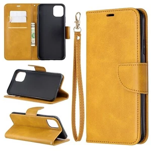 For iPhone 15 14 Plus 13 Pro 12 11 Man's Strap Leather Card Wallet Phone Case - Picture 1 of 66