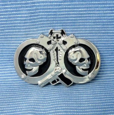 Наручники пистолет и черепа ремня пряжка мотоциклиста рокер готики Хэллоуин косплей .GTA473 - Изображение 1 из 4