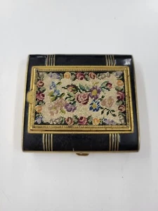 Vintage La Mode Compact ~ Cigarette Case. Brown & Gold With Floral Design - Picture 1 of 11