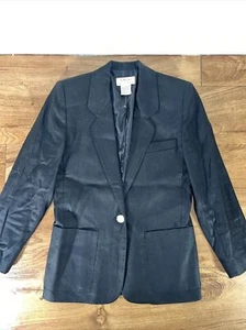 Talbots Petites Women’s Blazer Sport Coat Suit Jacket Black Size 2P Button Lined - Picture 1 of 6