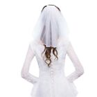 Tulle Wedding Dress Veils White Ribbon Edge Rhinestones Fake Pearls Short Bridal