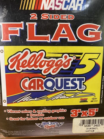 Kellog's Car Quest Nascar Mark Martin #5 Racing 2 sided Flag 37" x 61" Cover