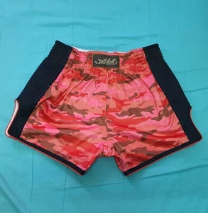 SHORTS FAIRTEX MUAY THAI FIGHT KICK BOXING MMA MULTI ORANGE ADULT SIZE L SATIN - Picture 1 of 2