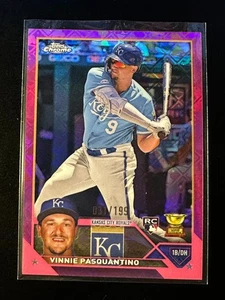 2023 Topps Chrome Logofractor VINNIE PASQUANTINO Pink RC /199 ROYALS - Picture 1 of 2