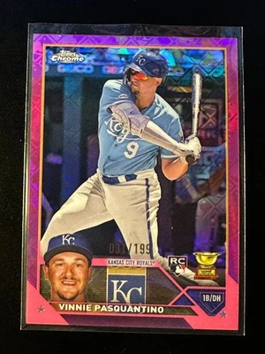 2023 Topps Chrome Logofractor VINNIE PASQUANTINO Pink RC /199 ROYALS - Image 1 of 2