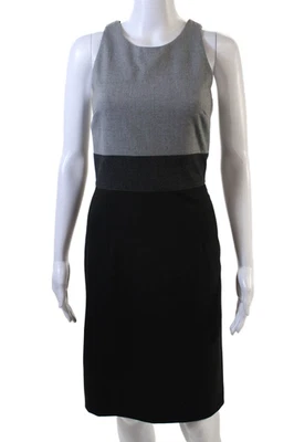 Розовый Tartan женщин шерсти круглый вырез без рукавов молнии карандаш платье серый размер 0 - Изображение 1 из 4