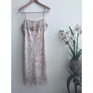 Vintage Y2K Rave Floral Empire Waist Midi Dress Lace Trim Cottagecore Size M-L  - Picture 1 of 9