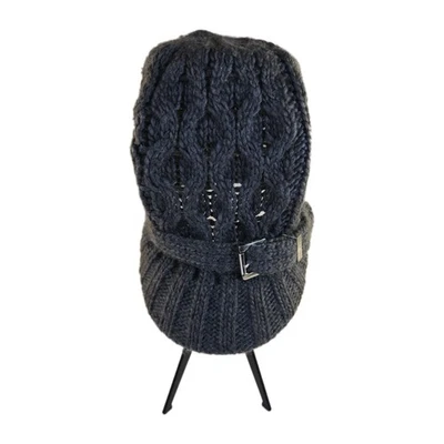 Michael Kors Gorro Tejido con Cable Sombrero de Newsboy Gris Con Ala Talla Única Acento Plateado Foto 1 de 4