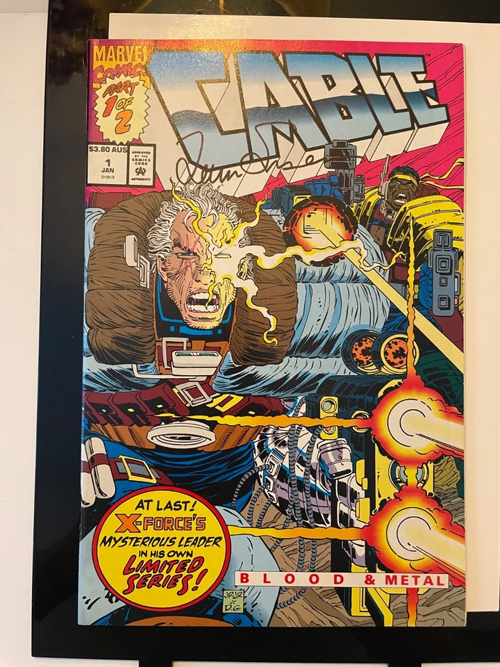 CABLE- BLOOD AND METAL #1, MARVEL Aug 11, 92/Oct 92, Australian NPV signed 1x - Image 1 of 4