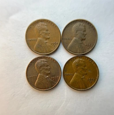 💰LOT OF 4 Lincoln Cent “BIE” Errors 57 57D 55D 54S FREE SHIPPING! - Image 1 of 4