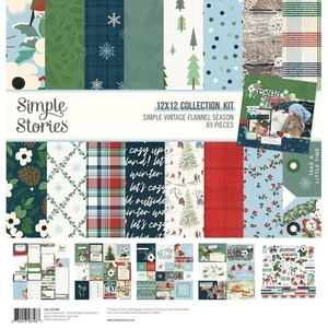 Simple Vintage FLANNEL SEASON 12x12 Collection Kit Scrapbook Snow Simple Stories - Picture 1 of 7