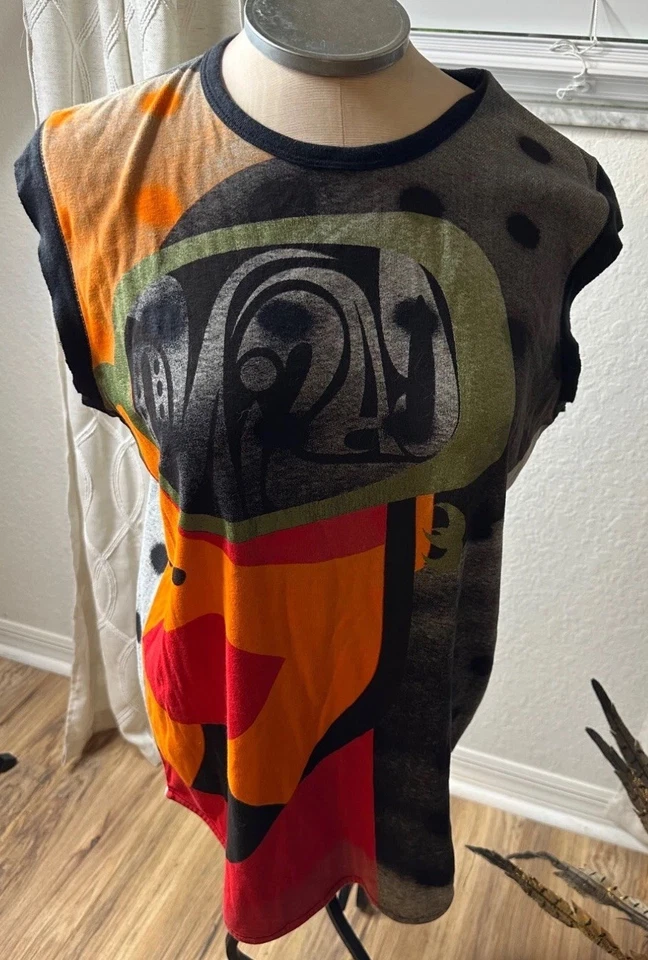 Camisa De Colección Años 90 Custo Barcelona Sin Mangas Arte Pop Gráfico Cara de Niña Abstracta XL Foto 1 de 4