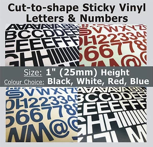 90 X Appiccicoso Lettere E Numeri 2.5cm, Autoadesivo, Plastica Vinile Lettering - Picture 1 of 5