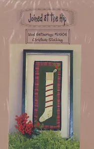 Christmas Stocking PRIMITIVE Wool & Cotton Embroidery Pattern Penny Rugs - Picture 1 of 2