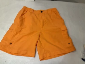 Reel Legends Board Shorts Men's SmalOrange Stretch Waist Cargo Pockets Nylon - Picture 1 of 2