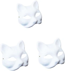 Cat Masks Fox Masks Therian Masks,White Paper Blank Face Mask,Handicraft Mask - Picture 1 of 33