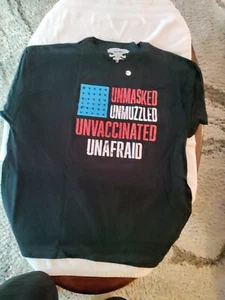 NEW Unmasked Unmuzzled Unvaccinated Unafraid Sarcasm  Trump T Shirt 4XL. T8 - Picture 1 of 3