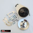 Small Chevy Chrome Saginaw Power Steering Pump Bracket & Pulley Kit 305 350 400