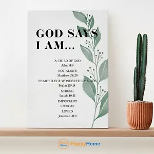 God Says I Am Bible Verse Wall Art Scripture Print Christian Home Art Decor-PA88 - Picture 1 of 17