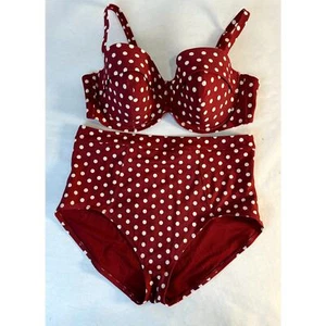 NWOT Adore Me Two Piece Bikini Retro Pin-Up Swimsuit 50s - Sizes 1X and 38DDD - Picture 1 of 9