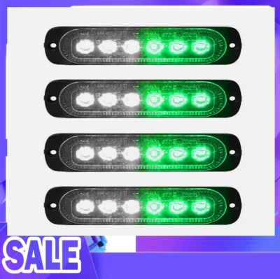 White/Green 6 LED Car Truck Beacon Warning Hazard Flash Strobe Light - Image 1 of 4