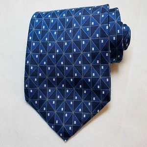 Bert Pulitzer Silk Tie Necktie Blue Geometrical Design Made USA Business Office - Picture 1 of 5