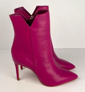 SCHUTZ Women's Betsey Bootie Size 5.5 Pink Leather High Heel Pointed Toe - Picture 1 of 14