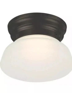 Nuvo Lighting Bogie LED Flush Fixture with Frosted Glass, Aged Bronze - 62-714 - Picture 1 of 1