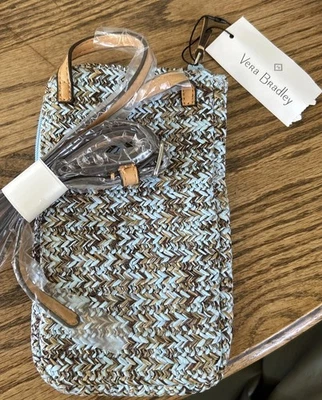 Bolso Bandolera Vera Bradley Paja para Teléfono Celular Azul Cierre Cremallera Ajuste. Correa NUEVA Foto 1 de 4