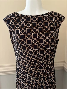 Vestido acanalado manga corta Lauren Ralph Lauren para mujer talla 6 negro beige precioso - Imagen 1 de 14