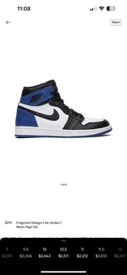 Talla 10.5 - Jordan 1 Retro Alto OG x Diseño Fragmento 2014 Foto 1 de 4