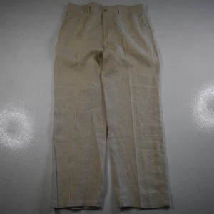 Pantalones rectos para hombre Tasso Elba 34x30 beige 100 % lino frente plano - Imagen 1 de 18