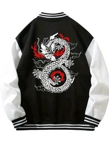 Mens Dragon Fleece Baseball Jacket - Picture 1 of 2