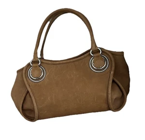 Bolso de Mano Elie Tahari Cuero Marrón Tostado Herrajes Tono Plateado Doble Asa - Imagen 1 de 8