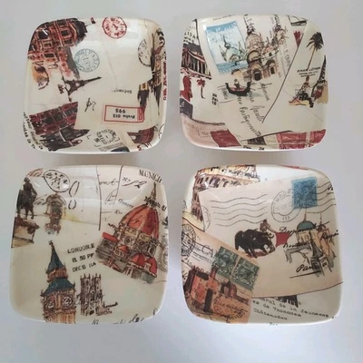 Williams-Sonoma GRAND TOUR 5" conjunto de tigela de mergulho 4 peças Marc Lacaze 2008 cartão postal viagem - Imagem 1 de 4