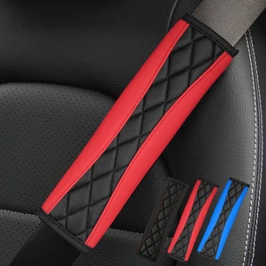 Car Seat Safety Belt Cover Pads Shoulder Strap Pad Cushions Accessories Leather - Picture 1 of 16