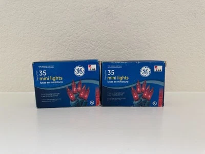 2x GE 35 Mini Lights Red Merry Indoor Christmas Lights 7ft 2.13m – Vintage Decor - Image 1 of 3