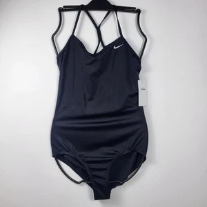 Nike Swim Girl's Black Racerback One-Piece Swimsuit Size XLarge New - Picture 1 of 7