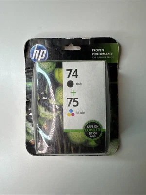 Combo de cartucho de tinta HP 74 + 75 - genuino / OEM - SELLADO NUEVO negro + tricolor Foto 1 de 4