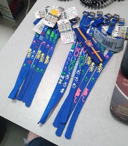 Hamilton Squiggles 3/8" x 10" and 12" Small Dog/Cat Collar BLUE- Lot of 11 - Picture 1 of 6