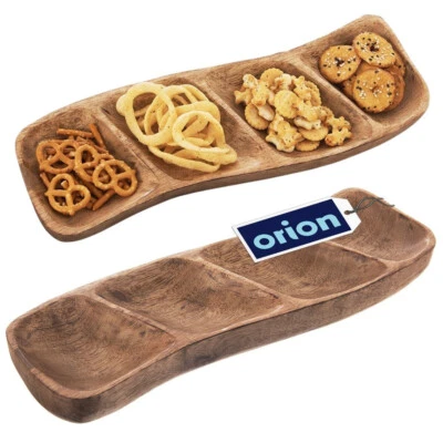 Holzteller Snackteller Servierteller für Snacks Holz MANGO unterteilt 35x11cm - Bild 1 von 4