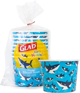 Disposable Paper Snack Bowls in Shark Design | Snack Cup Paper Bowls for Kids | - Picture 1 of 11