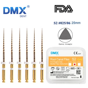 Archivos NITI Endodónticos Dentales 6 Piezas S2 25mm Oro Cónico Canal Raíz Canal Limas Giratorias - Imagen 1 de 2